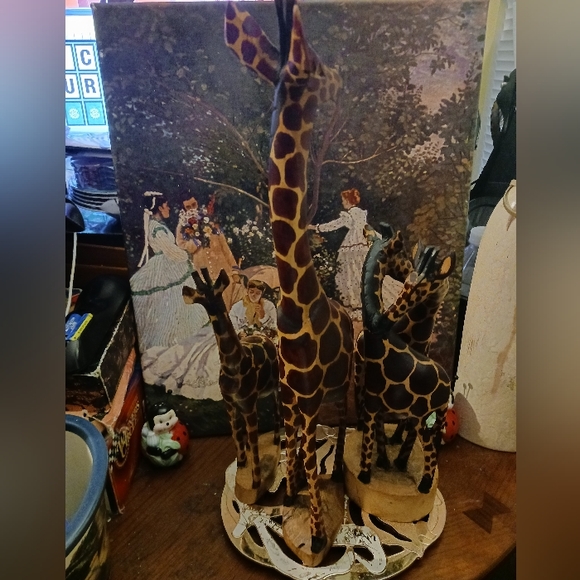 🪵Family Of Giraffe(4)Wood Sculpture  African Art Hand Carved Made In Kenya🇰🇪 - Picture 14 of 16